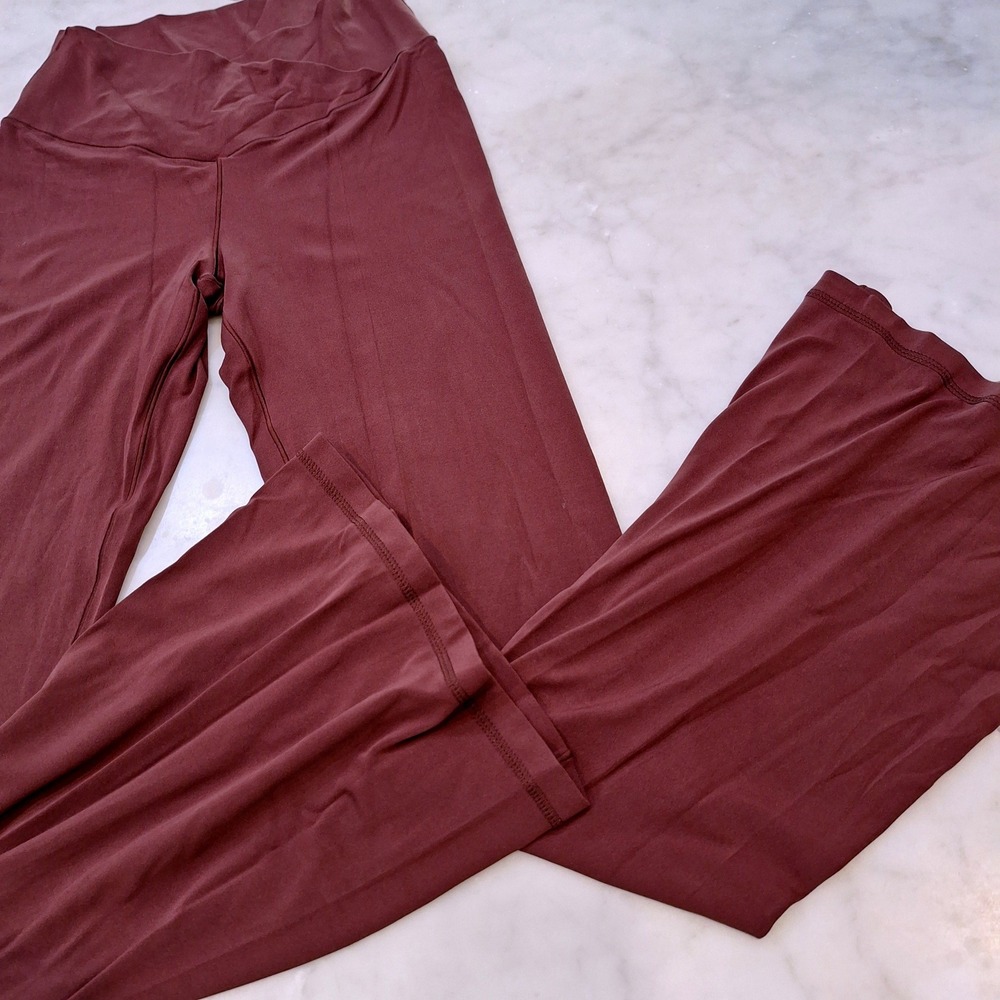 OFFLINE by Aerie Flare Leggings Sz Lg Maroon Crossover High Rise Real Me Yoga